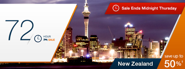 Save up to 50% on New Zealand Hotels for 72 Hours Only @ Expedia.com.au